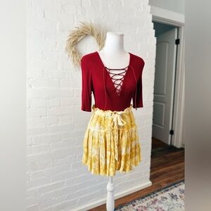 Urban Outfitters Yellow Frayed Mini Skirt